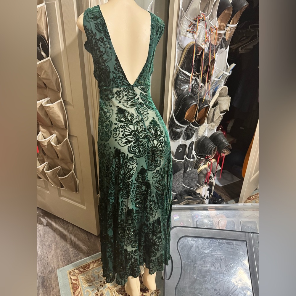 Trashy Diva Green Baroque Velvet Maxi Dress - Picture 2 of 4